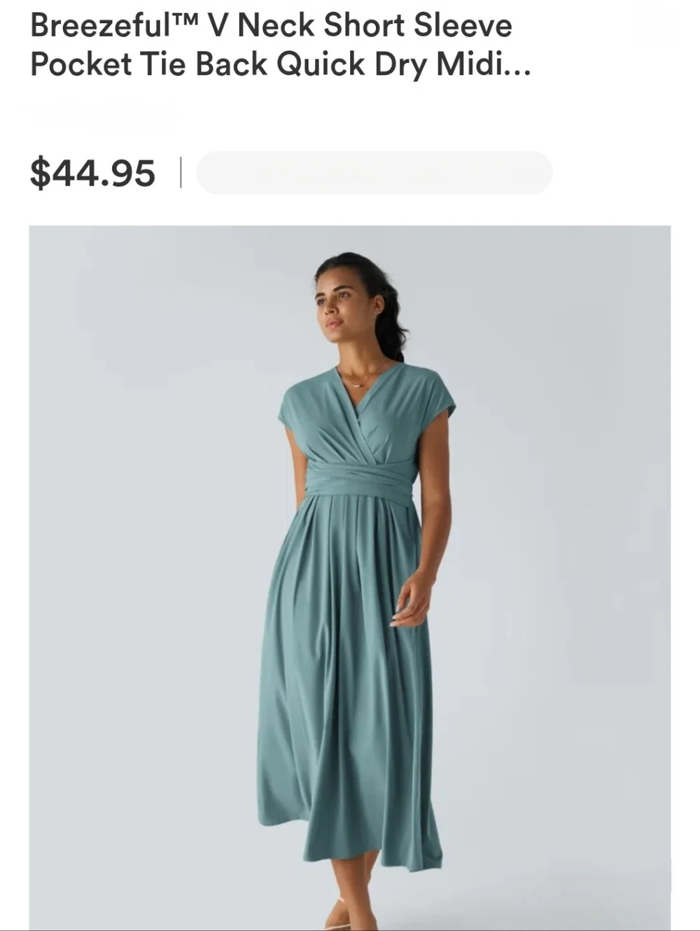 NWT Halara Breezeful Short Sleeve Pocket Quick Dry Tie Dress Stone Blue 2XL XXL - Picture 2 of 11